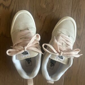 Vans Off-White Sneakers with Light Pink Laces